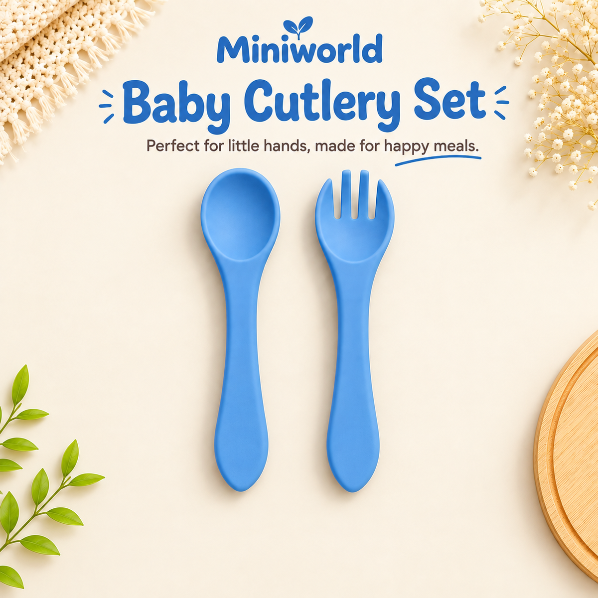 Baby Cutlery Set - Spoon and Fork - Pretty Blue