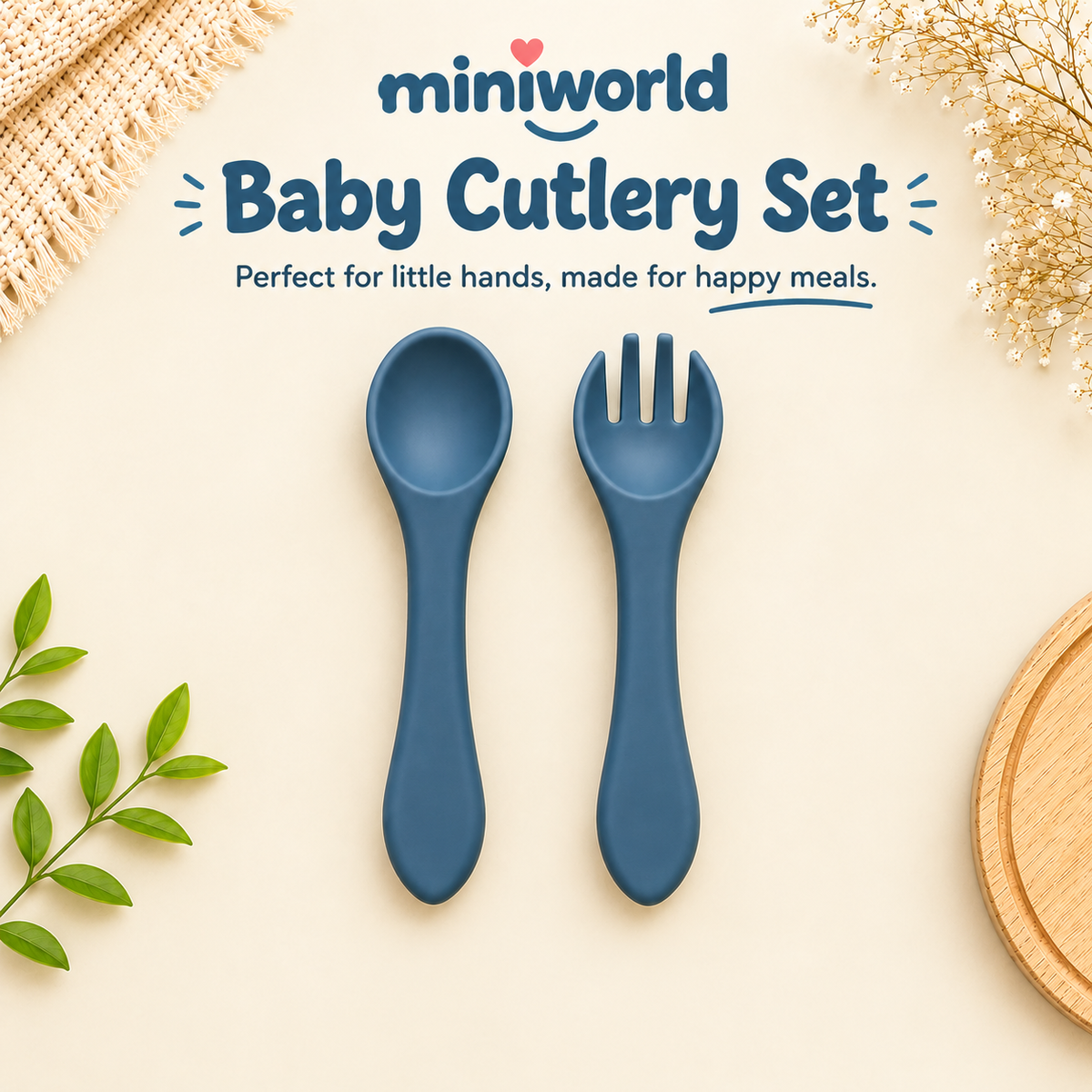 Baby Cutlery Set - Spoon and Fork - Dark Gray