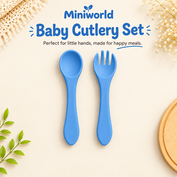 Baby Cutlery Set - Spoon and Fork - Pretty Blue