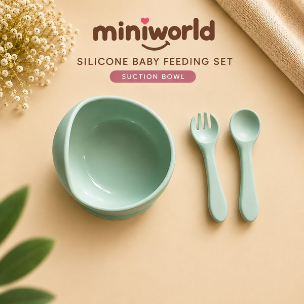 Silicone Baby Feeding Bowl Set (3 Pcs) – Mint Green